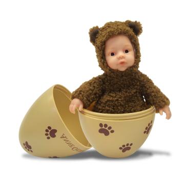 Preview: ANNE GEDDES Baby Puppe Bär im Ei, schokobraun -23cm-