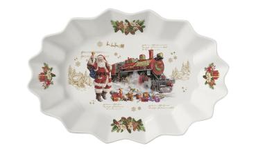 Easy Life CHME1241 - Christmas Memories Servierplatte "Santa/Zug", -30x20x5 cm-