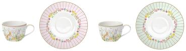 Easy Life EAST0922 - Happy Easter, 2er SET Tassen mit Untertassen, 240 ml