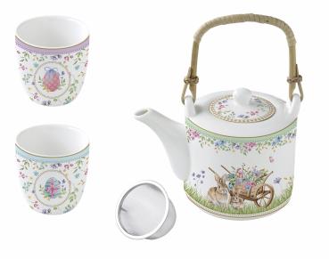 Easy Life SPBL1467 - Spring Bloom Teekanne mit Metallsieb und 2 Bechern, 160 ml