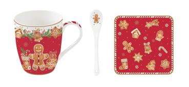 EasyLife FANG1045 - Fancy Gingerbread Becher SET (Löffel, Untersetzer), -350 ml-