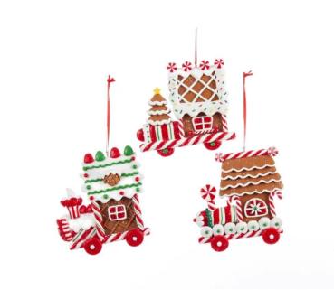 Kurt Adler D1752 - Gingerbread Zug Ornamente -3er SET- 4"