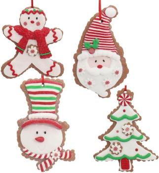 Kurt Adler D3387 - Ornaments Snwman/Santa/Boy/Tree -4er SET- 4,5" (12 cm)