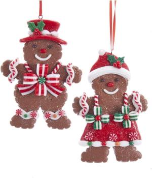 Kurt Adler D3626 - Gingerbread Cookie Ornaments -2er SET- 4,5" (12 cm)