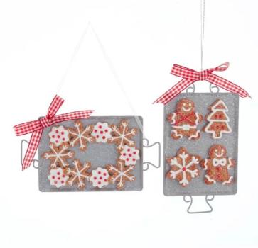 Kurt Adler D3842 - Gingerbread Figur auf Metalltablett -2er SET-
