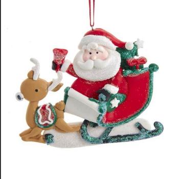 Kurt Adler D4045 - Santa mit Schlitten Ornament, Größe 4,25" -2er SET-