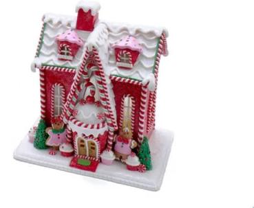 Kurt Adler GBJ0001 - LED Lebkuchenhaus, Villa mit Cupcaketüre, 9"