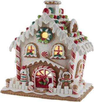 Kurt Adler GBJ0031 - LED Lebkuchenhaus weiß, Größe 26 cm
