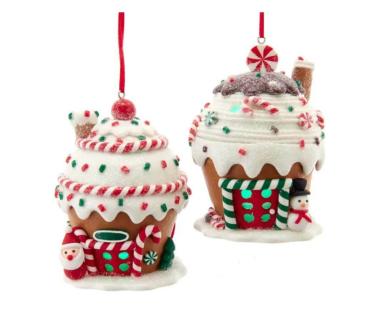 Kurt Adler Gingerbread LED Cupcake Ornamente 3,15" -2er SET-
