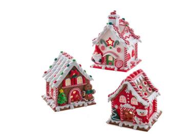Kurt S. Adler GBJ0034 - LED Gingerbread House, 3er Set - 6" (15,24 cm) groß