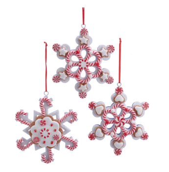 Kurt Adler D3620 - Gingerbread Pfefferminz Schneeflocken -3er SET-