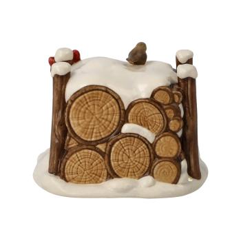 Preview: Goebel Dekofigur 66704641 - Winterlicher Holzstapel