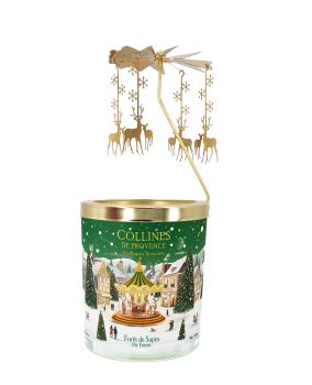 COLLINES DE PROVENCE C4672FSA - Geschenke SET - Duftkerze (360 gr) + Karussell "Tannenwald"