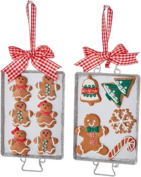 Kurt Adler D2741 - Metal Cookie Tray with Gingerbread Orn. -2er SET- 6" (16 cm)
