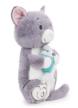 Preview: NICI 62166 - Kuscheltier Katze grau & Fisch, 40 x 20 cm