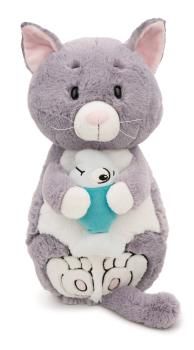 NICI 62166 - Kuscheltier Katze grau & Fisch, 40 x 20 cm