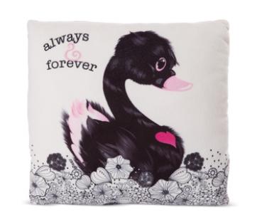 NICI 48276 - Kissen Love Schwan schwarz, 30 x 30 cm