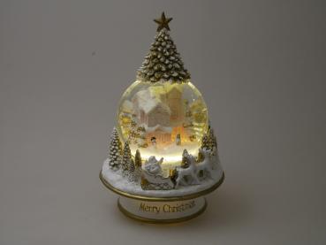 Spieluhrenwelt 63022 - beleuchtete weiße Schneekugel Spieluhr