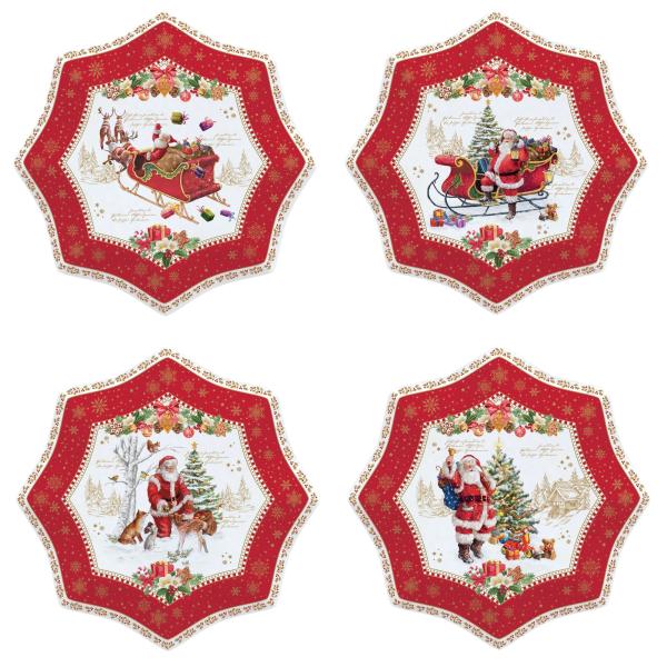 Easy Life CHME1002 - "Christmas Memories" 4 Dessertteller in Geschenkverp., 16cm