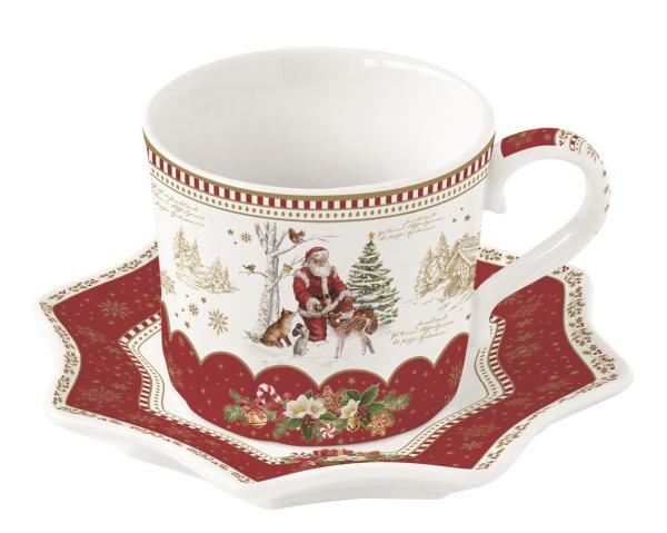 Easy Life CHME1236 - Christmas Memories Tasse mit Untertasse -250 ml-