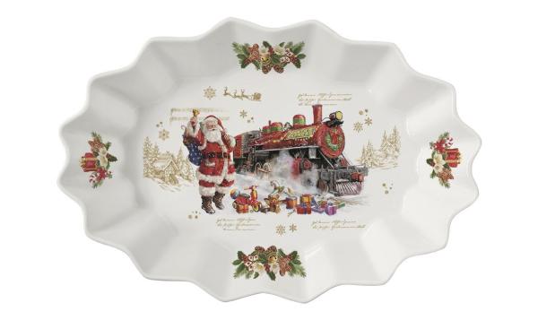 Easy Life CHME1241 - Christmas Memories Servierplatte "Santa/Zug", -30x20x5 cm-