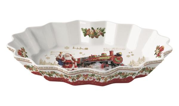 Easy Life CHME1241 - Christmas Memories Servierplatte "Santa/Zug", -30x20x5 cm-