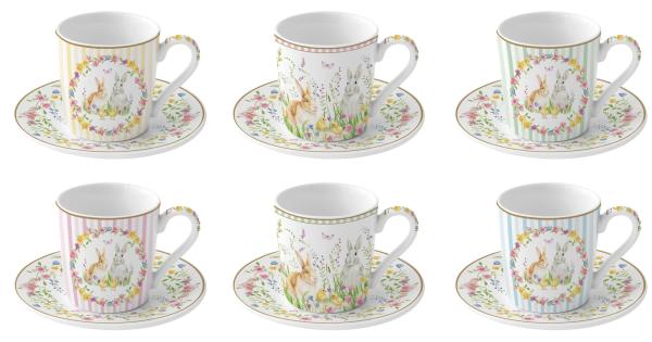Easy Life EAST0126 - Happy Easter Espressotassen 6er SET mit Untert., 100 ml