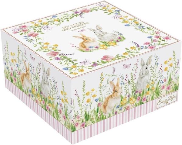 Easy Life EAST1182 - Happy Easter, Tasse mit Untertasse, 370 ml