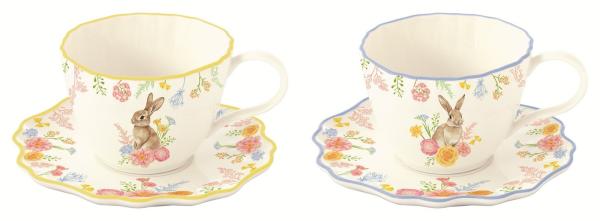 Easy Life TJOL3358 - TRES JOLIE Tasse, 2er SET, mit Untertasse
