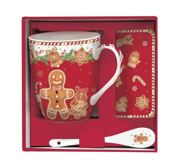 EasyLife FANG1045 - Fancy Gingerbread Becher SET (Löffel, Untersetzer), -350 ml-