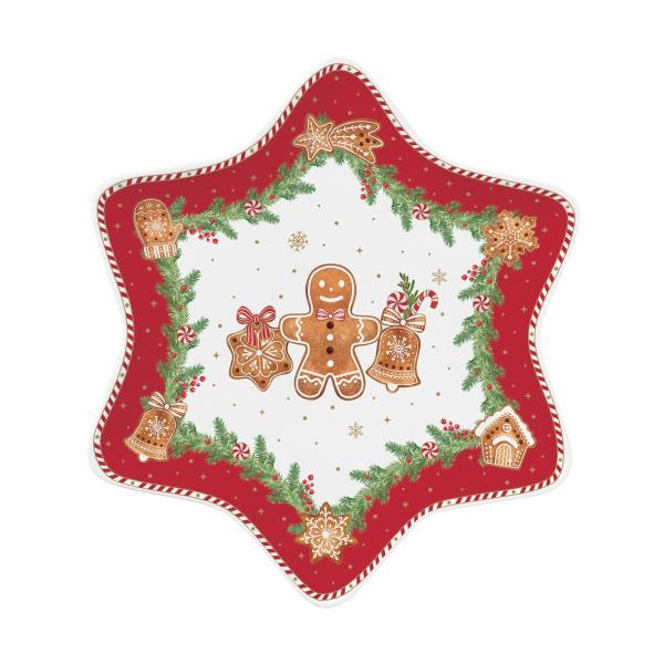 EasyLife FANG1484 - Servierplatte Fancy Gingerbread, -22,5 cm-, aus Porzellan