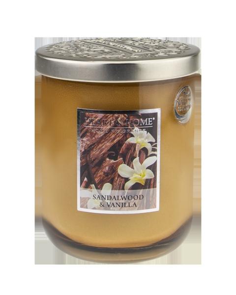 Heart & Home 950312 - Duftkerze im Glas "Sandalwood & Vanilla" -340 gr-