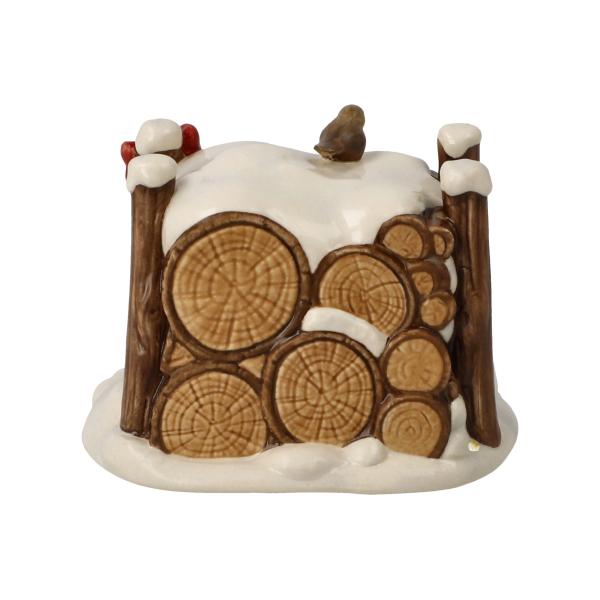 Goebel Dekofigur 66704641 - Winterlicher Holzstapel