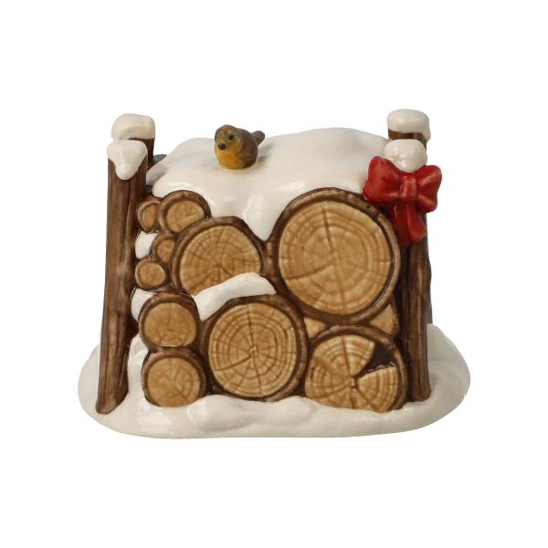 Goebel Dekofigur 66704641 - Winterlicher Holzstapel
