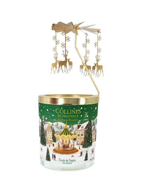 COLLINES DE PROVENCE C4672FSA - Geschenke SET - Duftkerze (360 gr) + Karussell "Tannenwald"