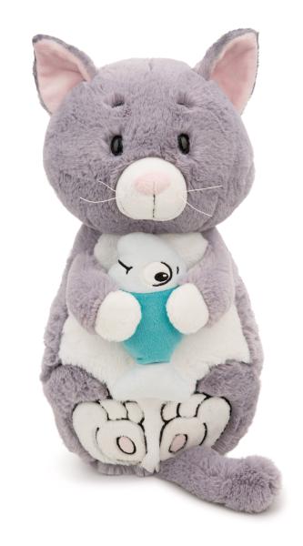 NICI 62166 - Kuscheltier Katze grau & Fisch, 40 x 20 cm