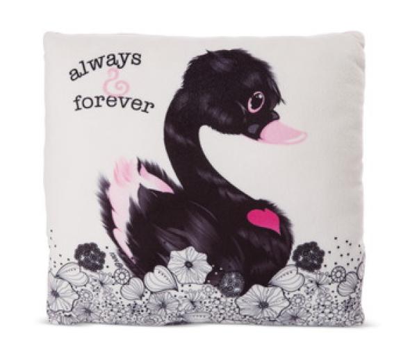 NICI 48276 - Kissen Love Schwan schwarz, 30 x 30 cm