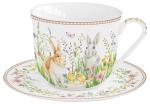 Easy Life EAST1182 - Happy Easter, Tasse mit Untertasse, 370 ml